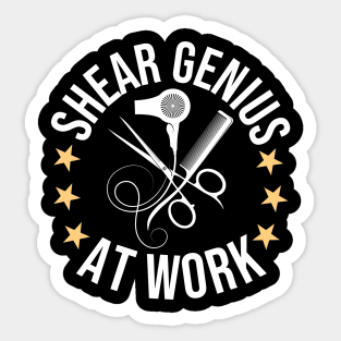 Shear Genius At Work Sticker